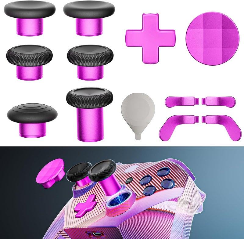 ZAPOLEX 14-in-1 Controller Accessories Kit Compatible with Xbox Elite Series 2, 6 Premium Metal Thumbsticks, Swap Joysticks, 4 Interchangeable Paddles, 2 D-Pads, 1 Tool & 1 Storage Bag (Magenta) - Image 1